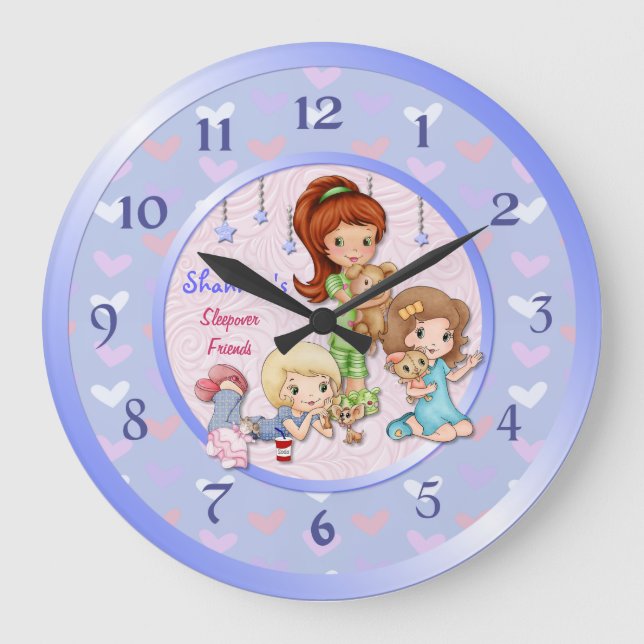 Sleepover Friends Slumber Clock - Anpassen Große Wanduhr (Vorderseite)
