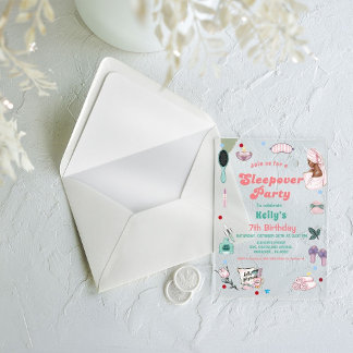 Sleepover Geburtstag Pamper Party Geburtstag Acryleinladungen