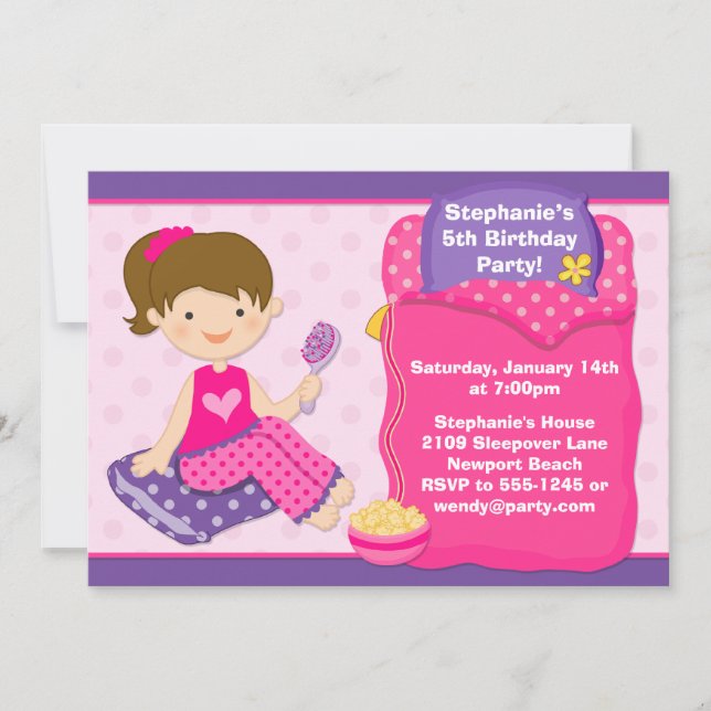 Sleepover-Geburtstags-Party laden ein Einladung (Vorderseite)