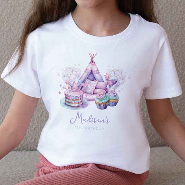 Sleepover Girl Geburtstag Personalisiert T-Shirt (Von Creator hochgeladen)
