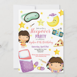 Sleepover Girl Slumber Party Geburtstag Einladung