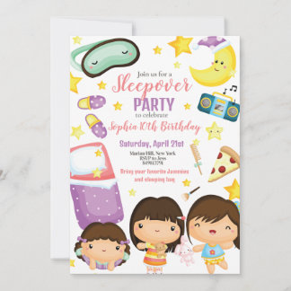 Sleepover Girl Slumber Party Geburtstag Einladung