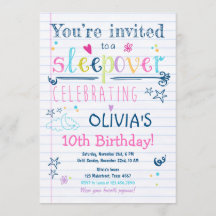 Sleepover Invitation Fête du bois d'oeuvre Pyjamas