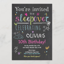 Sleepover Invitation Fête du bois d'oeuvre Pyjamas