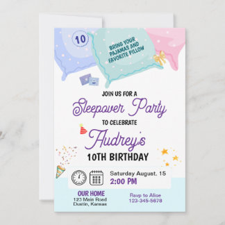 Sleepover Pajama Party Einladung zum Geburtstag