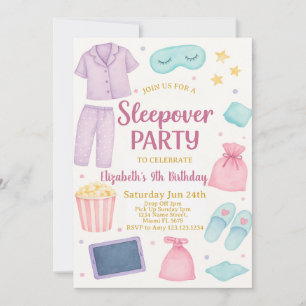 Sleepover Party Einladung zum Geburtstag