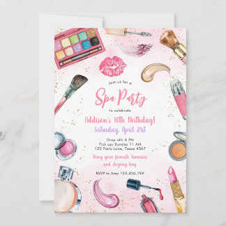 Sleepover Party Girl Spa Pink Birthday Invitation Einladung