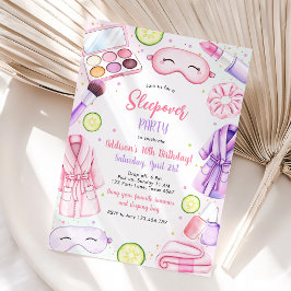 Sleepover Party Girl Spa Pink Birthday Invitation Einladung