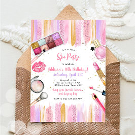 Sleepover Party Girl Spa Pink Birthday Invitation Einladung