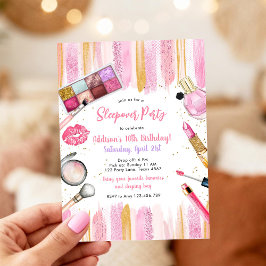 Sleepover Party Girl Spa Pink Birthday Invitation Einladung