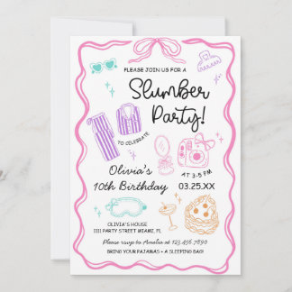 Sleepover Slumber Party Cute Girl Birthday  Einladung