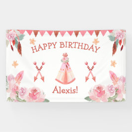 Sleepover Slumber Party Girl Pink Teepee Geburtsta Banner