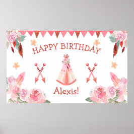 Sleepover Slumber Party Girl Pink Teepee Geburtsta Poster