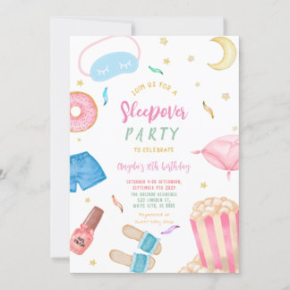 Sleepover Slumber Party Girl Wellness-Center Rosa  Einladung