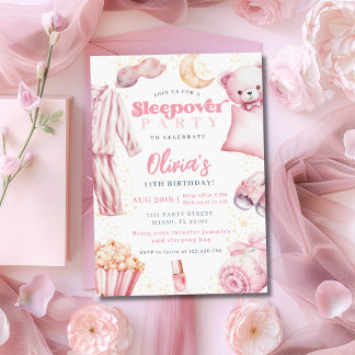 Sleepover Slumber Party Girl Wellness-Center Rosa Einladung