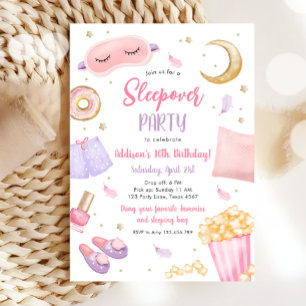 Sleepover Slumber Party Girl Wellness-Center Rosa  Einladung