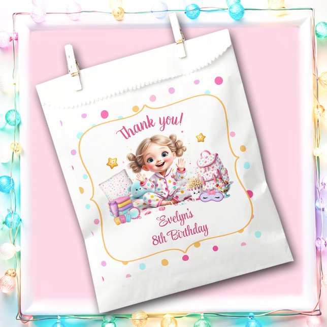 Sleepover Slumber Party Pink Niedlich Girl Polka D Geschenktütchen (Sleepover Slumber Party Pink Cute Girl Polka Dot Favor Bag)