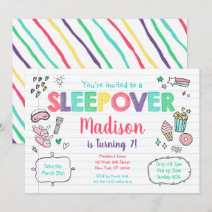 Sleepover Slumber Party Rainbow Girl Birthday Einladung