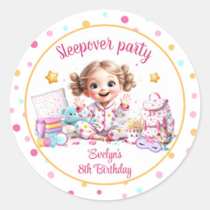 Sleepover Slumber Party Rosa Niedliches Mädchen Ge Runder Aufkleber