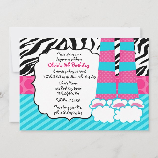 Sleepover zum Geburtstag Einladung (Vorderseite)