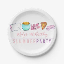 Sleepoverschlummer-Partybirthsay Papierplatte Pappteller