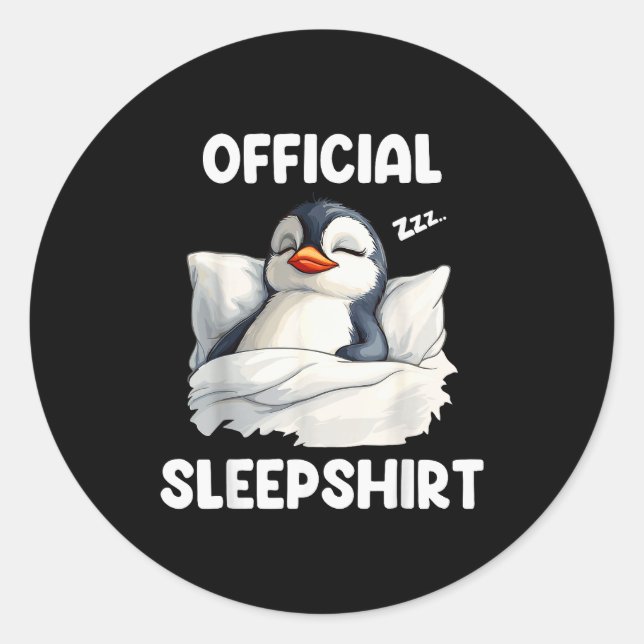 Sleepshirt Sleeng Penguin Animal Lovers Pajama  Runder Aufkleber (Vorderseite)