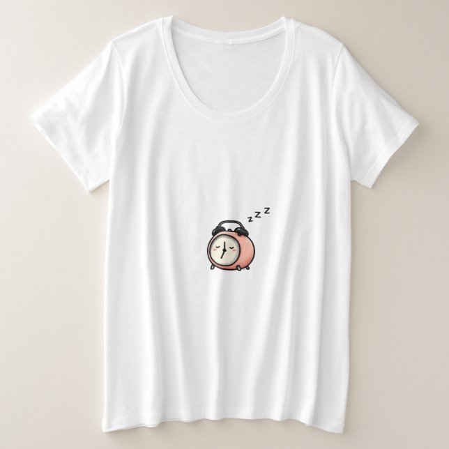 Sleepy Alarm Clock Cartoon – Still Not Awake Große Größe T-Shirt (Design vorne)