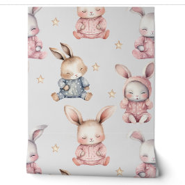 Sleepy Baby Bunny Rabbits Kinderzimmer Room Tapete