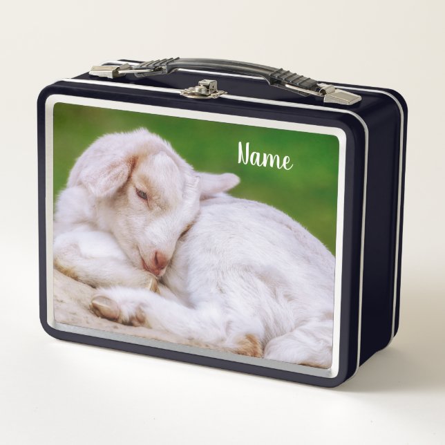 Sleepy Baby Goat Kid Metall Brotdose (Vorderseite)