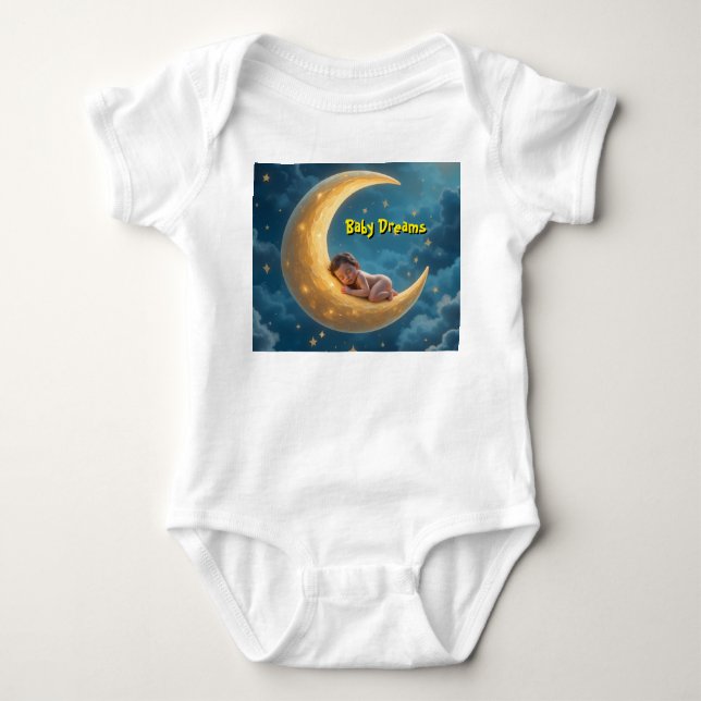 Sleepy baby moon t-shirt (white) baby strampler (Vorderseite)