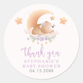 Sleepy Bear auf Cloud Baby Girl Runder Aufkleber
