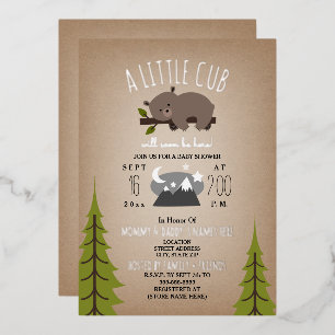 Sleepy Bear Cub Stars Cardstock Kinderdusche Folieneinladung