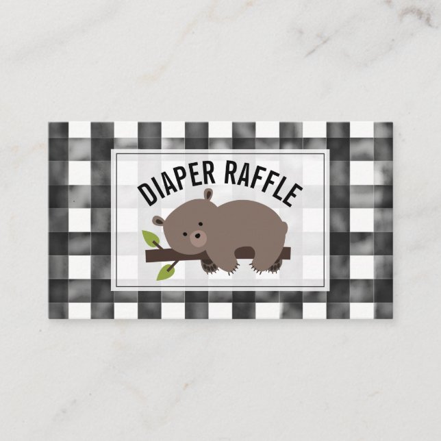Sleepy Bear Gingham Baby Dusche Windelwanne Begleitkarte (Vorderseite)