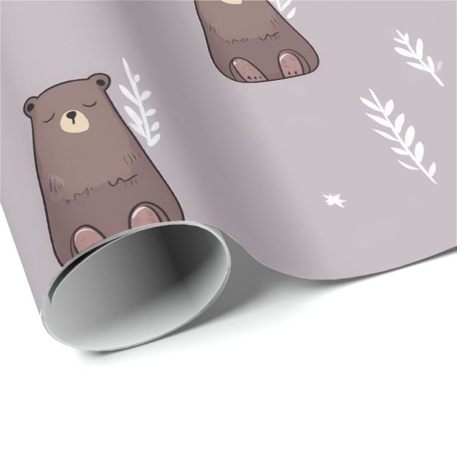 Sleepy Bear Spring Wrapping Paper Geschenkpapier (Rolleneckpunkt)