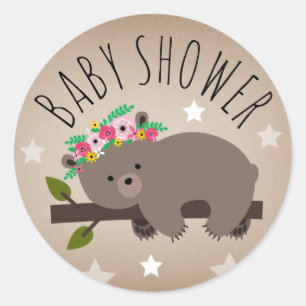 Sleepy Bear Stars Girl Sticker Baby shower