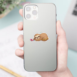 Sleepy Birthday Squad Sloth mit Party Horn Aufkleber