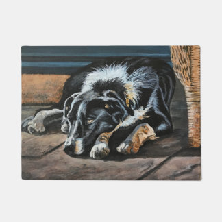 Sleepy Border Collie Door Mat Fußmatte