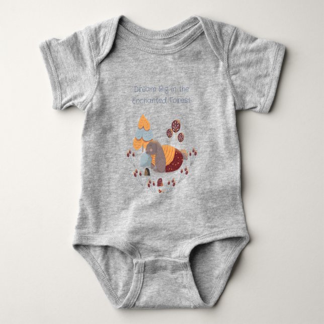 Sleepy Bunny Gender-neutral niedlich Baby Strampler (Vorderseite)