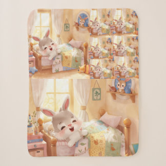 "Sleepy Bunny Kids Blanket – Cozy Repeated Rabbit Sherpadecke