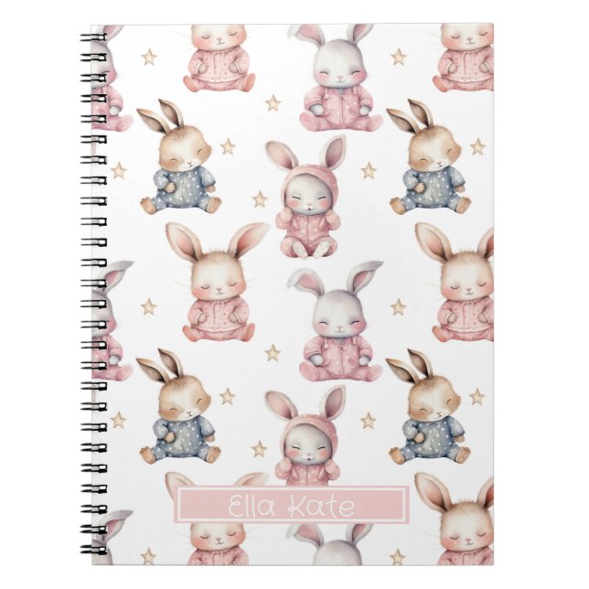 Sleepy Bunny Rabbits Custom Notebook Notizblock (Vorderseite)