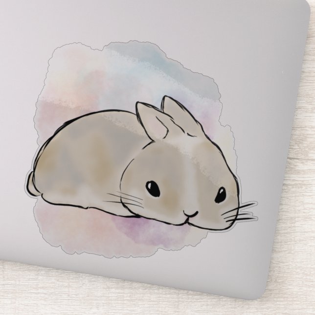 Sleepy bunny watercolor  aufkleber (Detail)
