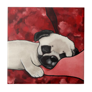Sleepy Carlin Puppy céramique Carreaux
