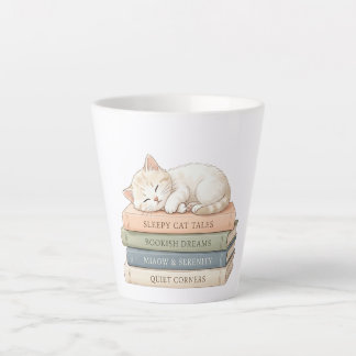 Sleepy Cat Books Latte Mug – Cadeau pour les amour