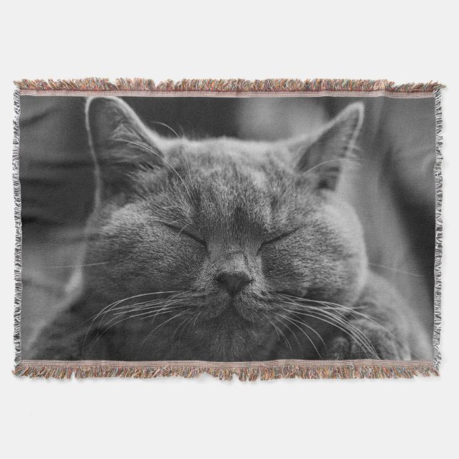 Sleepy Cat Face Fotograpie Decke (Vorderseite)