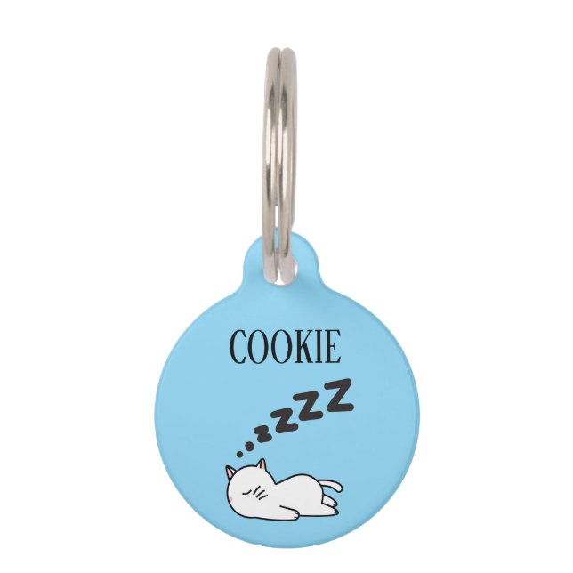 Sleepy Cat Pesonalized Haustiermarke (Vorderseite)