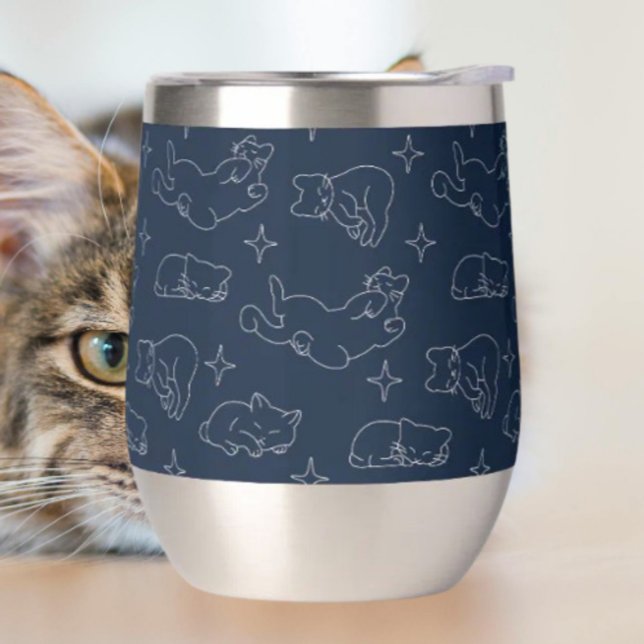Sleepy Cat Thermal Wine Tumbler – Napping Cat (Créateur téléchargé)