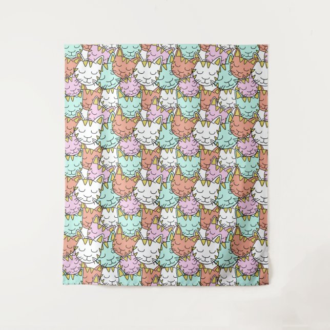 Sleepy Cats Mustertapestes Wandteppich (Vorderseite)