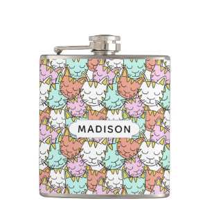 Sleepy Cats Pattern individuelle Name Flaschen Flachmann