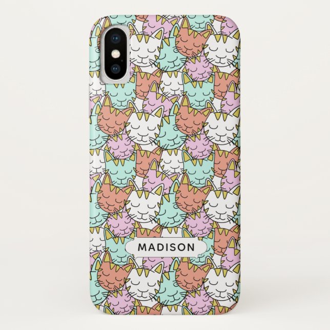 Sleepy Cats Pattern individuelle Name Telefongehäu Case-Mate iPhone Hülle (Rückseite)