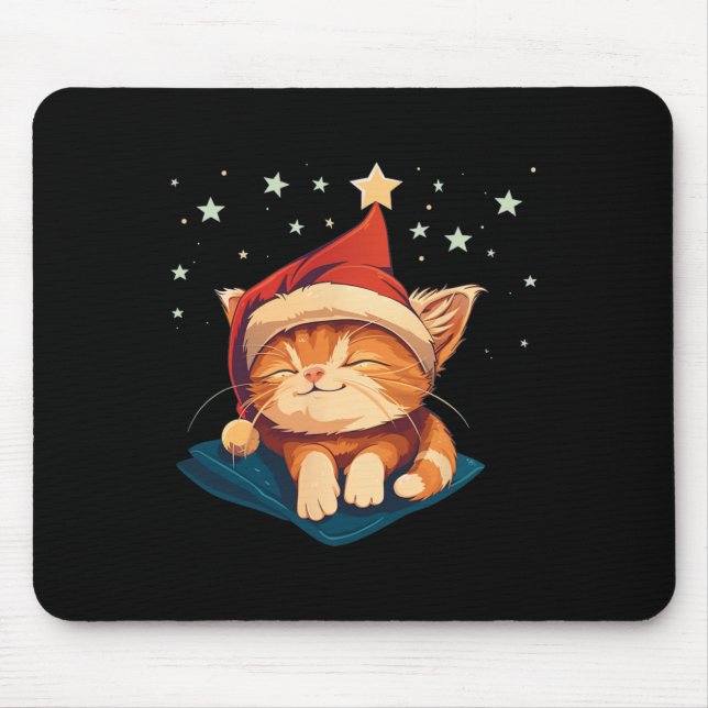 Sleepy Christmas Cat Mousepad (Vorne)